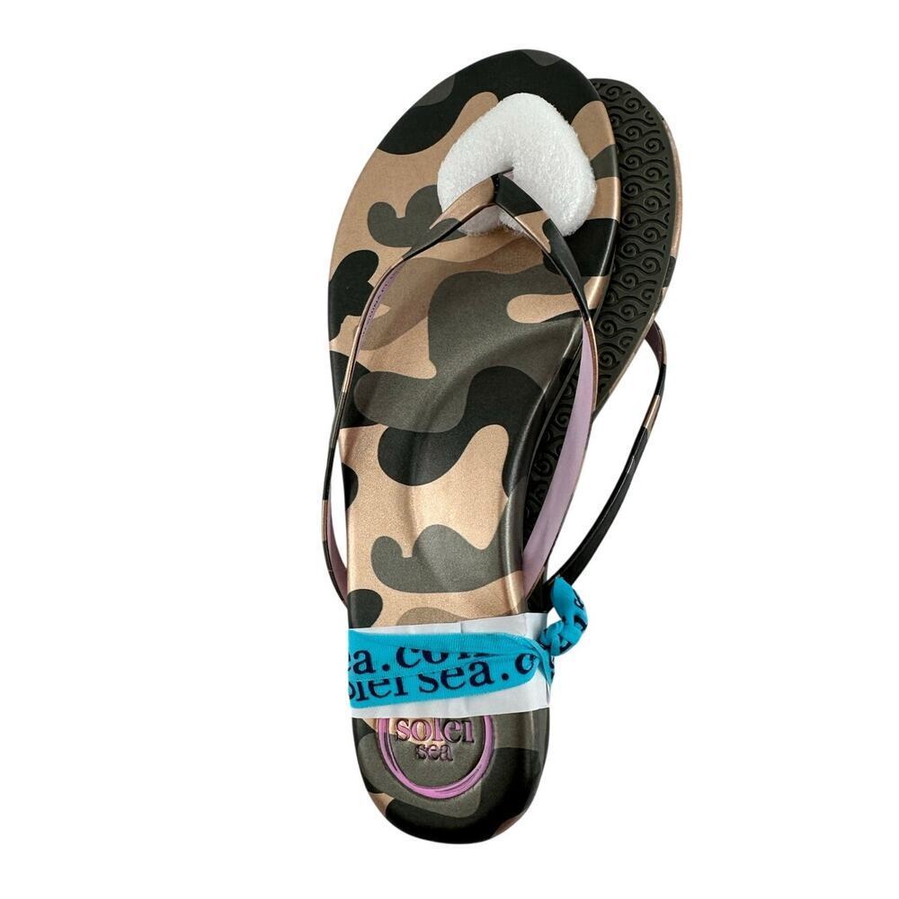 Solei Sea Women's Metallic Gold & Lilac Indie Camo Flip Flop Sandals Size 7 - Picture 5 of 10